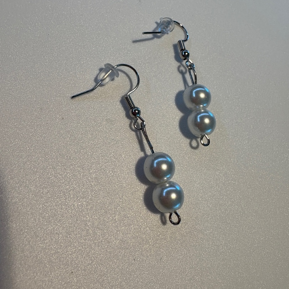 Elegant Handmade Light Blue Pearl Drop Earrings